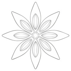 Stylized Outline Illustration of a Single Star Anise Seed Pod