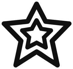 Black and white star icon with inner star outlines, design element for graphic resources.