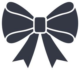 Dark Gray Bow Tie Silhouette with White Outline Decorative Element