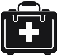 Obraz premium Black First Aid Kit With White Medical Cross Symbol