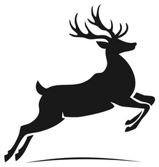 Obraz premium Deer Silhouette Leaping Gracefully: Wildlife, Antlers, Symbol, Logo Design Element