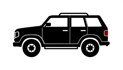 Fototapeta premium A black SUV silhouette on a white background. Side view vector graphic