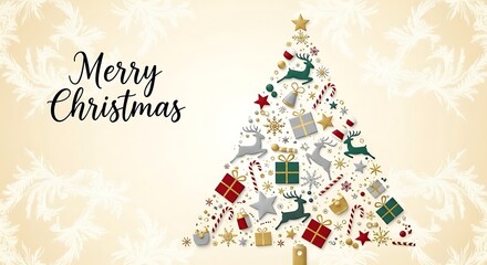 Joyful Merry Christmas Celebration Greeting Card Design with Festive Elements