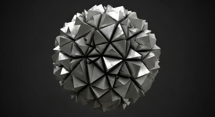 Abstract Geometric Metal Sphere With Sharp Facets And Spikes