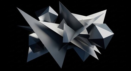 Abstract Geometric Sculpture with Sharp Angles and Dark Background