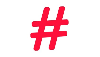 Obraz premium A bright red hashtag symbol on a pristine white background