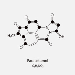 Illustration of the chemical structure of Paracetamol, showing its atoms, bonds, and molecular formula.