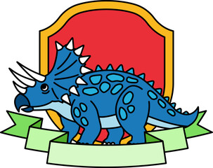 logotype of A blue dinosaur with three horns