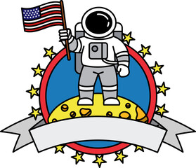 logotype of An astronaut holding an American flag