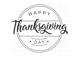 Elegant thanksgiving day script lettering inside an oval frame with decorative elements isolated on transparent background