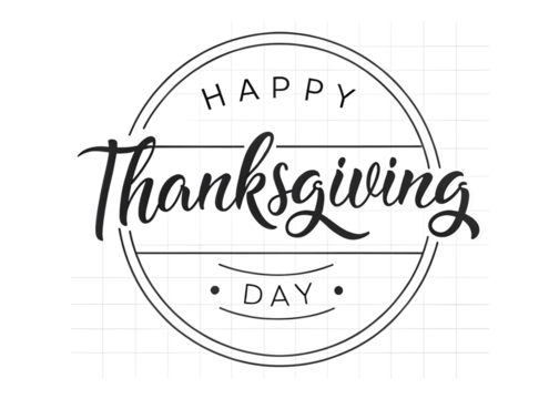 Elegant thanksgiving day script lettering inside an oval frame with decorative elements isolated on transparent background