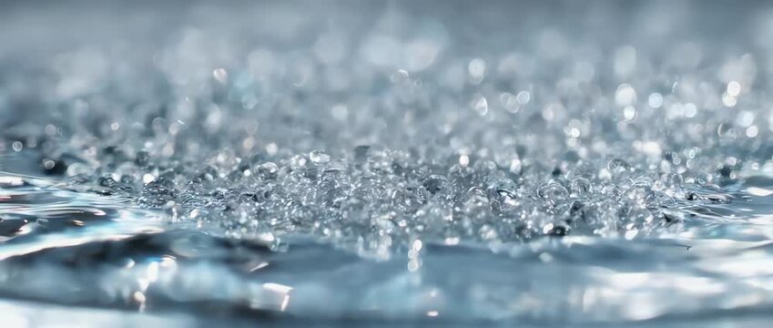 An extreme close-up, slow-motion view of salt (NaCl) dissolving in water. Watch as ionic bonds break and sodium and chloride ions disperse into the liquid.
