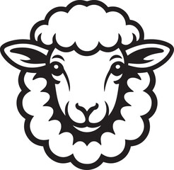 Of a sheeps head isolated on white background in black and white