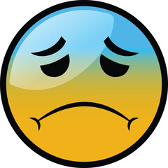 Sad face emoji with drooping eyes and downturned mouth