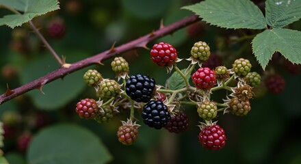 Blackberries on a branch