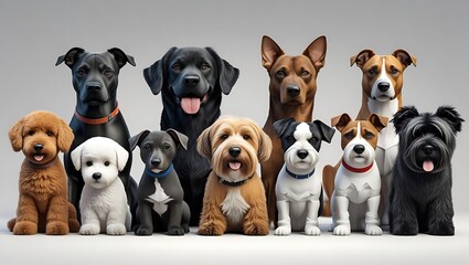 Obraz premium Diverse Group of Cute Puppies and Dogs Posing Together for a Heartwarming Image