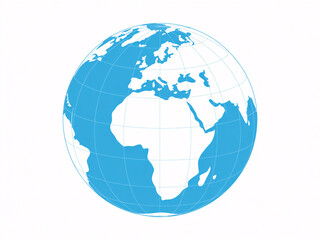 Fototapeta premium Global map illustration showing continents in blue with white gridlines representing the world, perfect for international business
