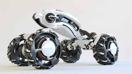 Close-up of Intelligent Wheeled Robot, Showing Mechanical Structure and Tech Sense