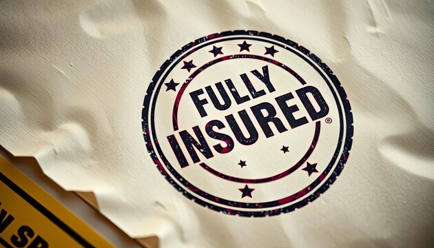 Close-up of a fully insured stamp on a package,  seal,  envelope