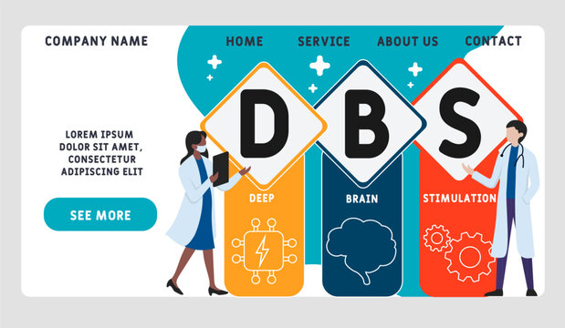DBS - Deep Brain Stimulation acronym. medical concept background. vector illustration concept with keywords and icons. lettering illustration with icons for web banner, flyer, landing