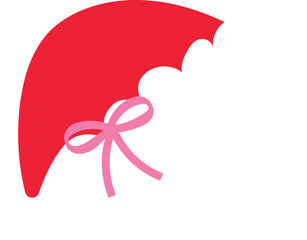 Isolated Hand Drawn Santa Hat with Pink Ribbon illustration