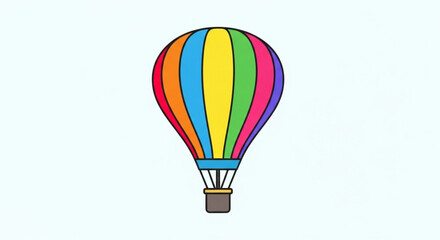 Fototapeta premium Colorful hot air balloon, a whimsical illustration of flight and adventure in a vibrant cartoon style