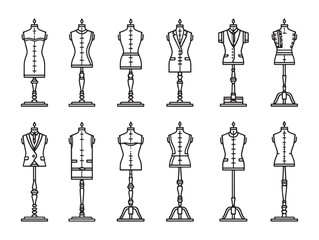 Fashion Mannequin Line Art Elegant Poses
