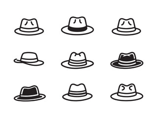 Fedora Hat Line Art Elegant Classic Fashion