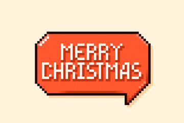 Pixel art Merry Christmas Speech bubble.