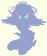 天使イメージの女性　全身　シルエット