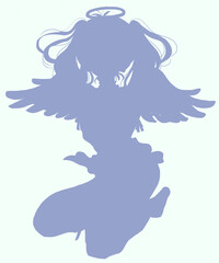 天使イメージの女性　全身　シルエット