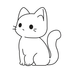Cute Baby Cat Line Art- Elegant Vector Outline of Ketten