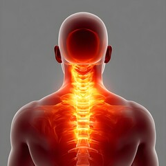 Human Spine Anatomy Illustration with Lumbar Section Highlighted