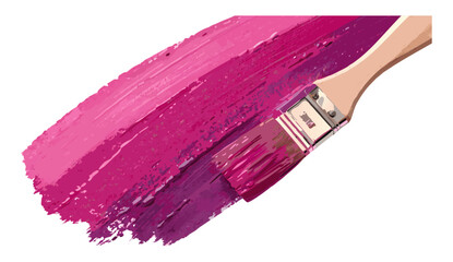 Obraz premium Paintbrush applying pink and purple paint on white background forming dynamic splash with wave like texture suitable for abstract templates decorative projects or creative design use