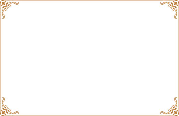 Elegant Gold Ornate Rectangular Border Frame with Vintage Scrollwork Corners. 1129