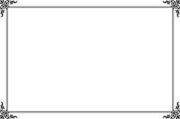 Elegant Black Ornate Rectangular Border Frame with Vintage Scrollwork Corners. 1134