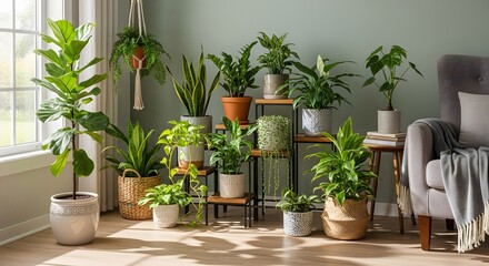 Fototapeta premium Beautiful Indoor Houseplants Green Home Decor