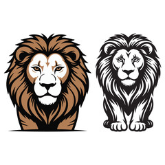 Lion and Lioness Vector Illustration of Wild Animal Design