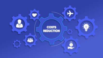 Business Gears Illustrating Costs Reduction Strategy and Icons cogwheels