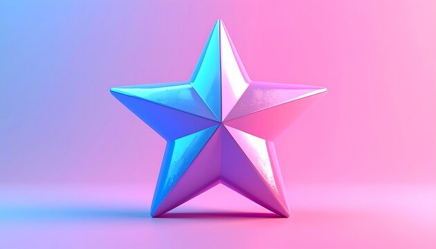 Rendered five-pointed star in a neon gradient backdrop