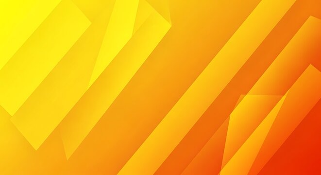 Modern digital background of bright orange and yellow with a vibrant abstract design of layered, angular shapes