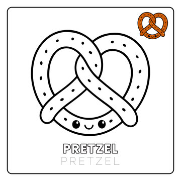 Pretzel Cute Dessert Food Children coloring page