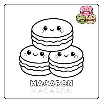 Macaron Cute Dessert Food Children coloring page