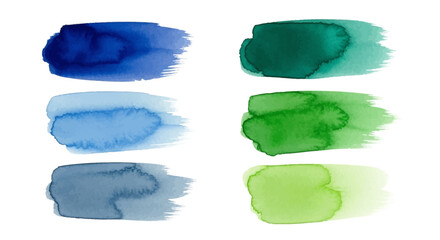 A Collection of Beautiful Watercolor Swatches Showing Gradients of Blue and Green Hues for Artistic Inspiration and Design Elements