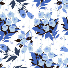 Nautical Petals Tulip Rhapsody Poetry Pattern Art can be use for background and apparel design