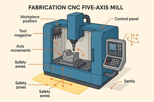 CNC Milling Machine with Precision Tools for Industrial Manufacturing