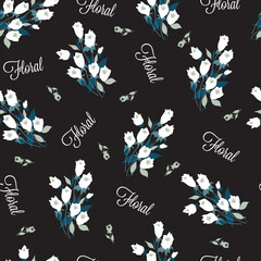 White Tulip Ethereal Elegance Bouquets Pattern Art can be use for background and apparel design