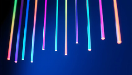 Abstract colorful optical fibers forming futuristic tech background