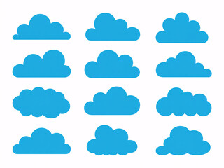 Fototapeta premium Cheerful blue cloud collection for weather forecasts, app interfaces, and dreamy designs that bring a touch of sky-high happiness to any project