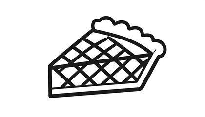 A simple black and white image of a slice of lattice-crusted pie
